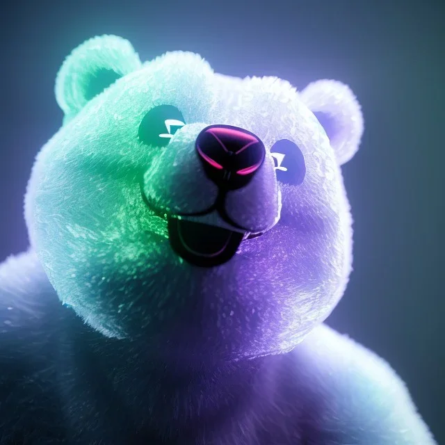 transparent multicolor crystal bear highly detailed, glowing, unreal engine 5