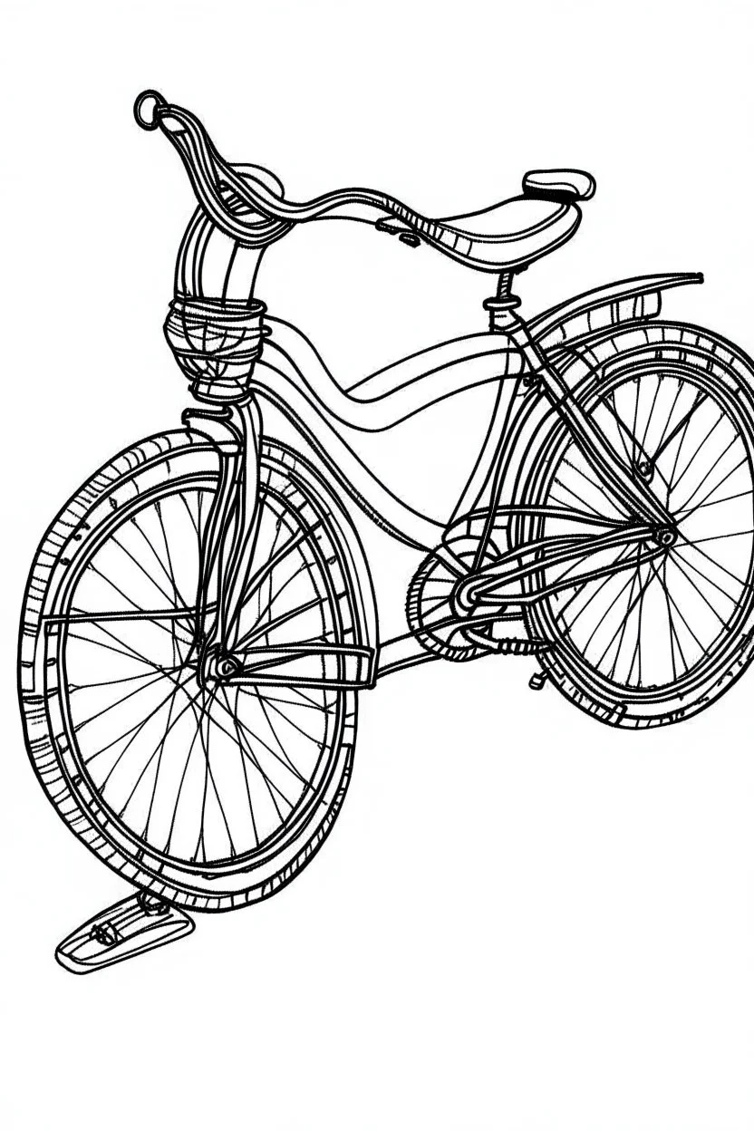 Outline art, no shading, , cartoon style, full power bicycle, black and white, low detail, --ar 9:11