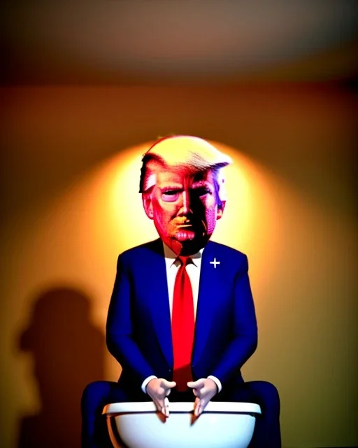 Donald Trump sitting in toilet scene, without pants, realistic image, hooper style, casual, concept art, smooth, unreal engine 5, god lights, ray tracing, RTX, lumen lighting, ultra detail, volumetric lighting, 3d.