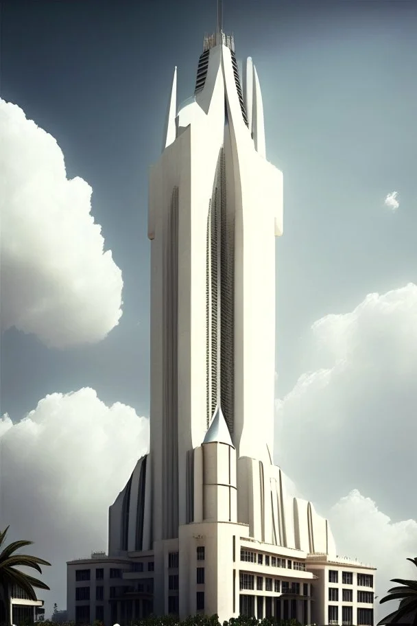 big very tall pointy white dystopian rich uganda city center palace