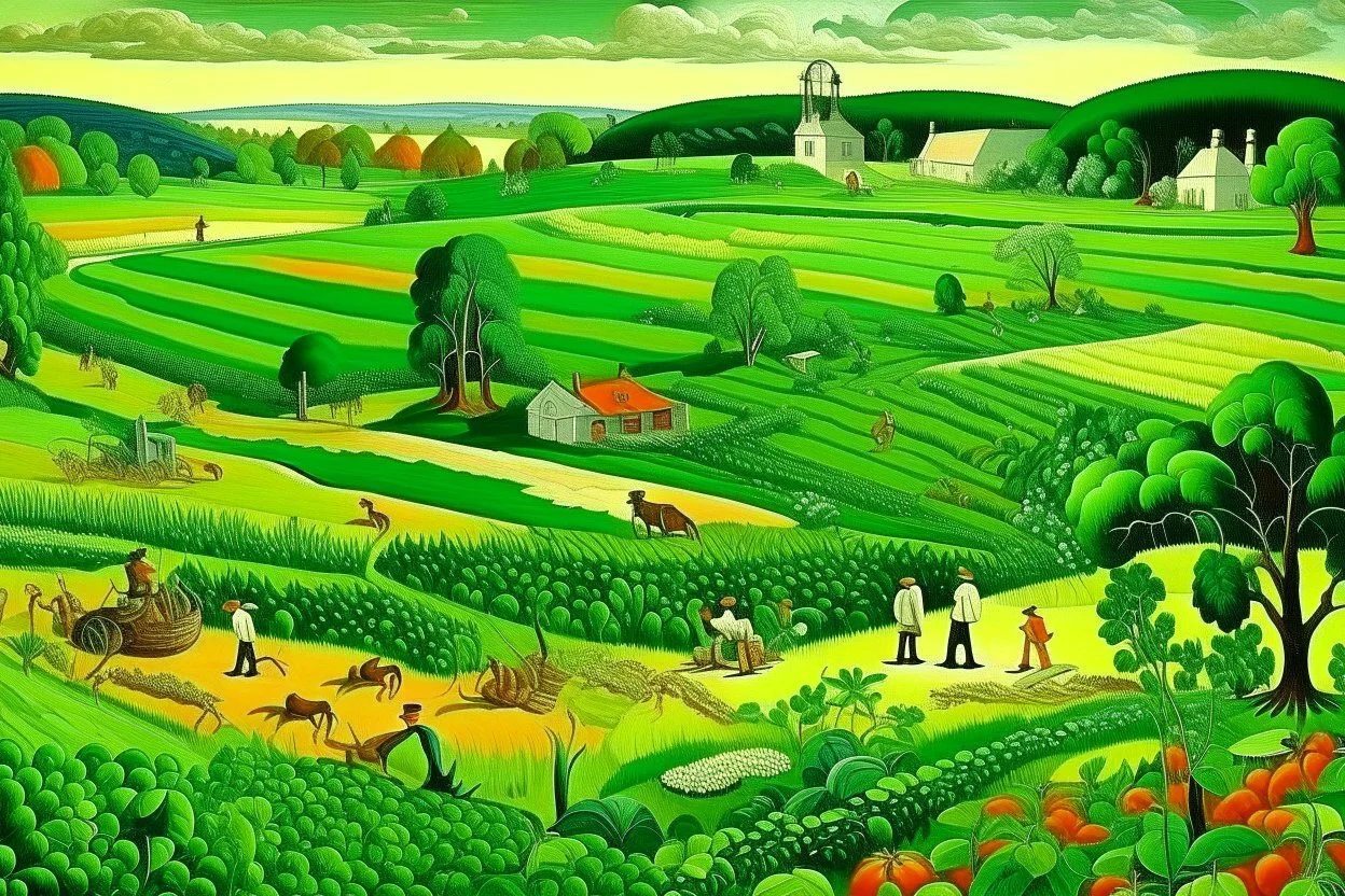 A green field with bio life painted by Edward Hicks