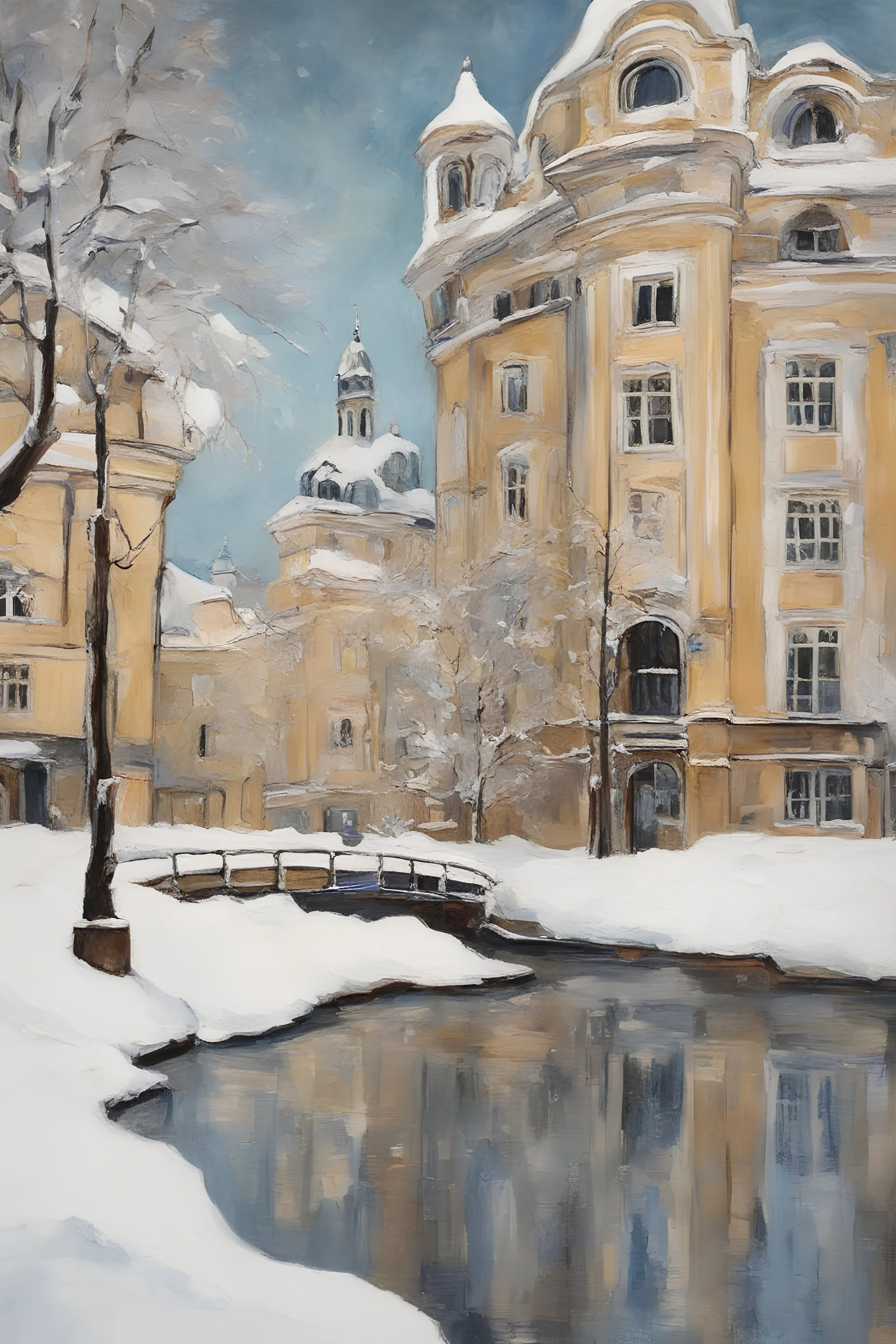 old park from the city center Profile picture Women Alexandra "Sasha" Aleksejevna Luss fantasy bombshells oil paiting Gustav Klimt style Once upon a frosty time Once upon a night time Stocholm city farther from the city center was an old park where the trees had bent under the heavy snow, forming beautiful white arches