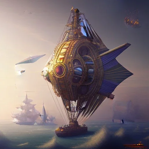 steampunk zeppelin by Ivan Ayvazovski