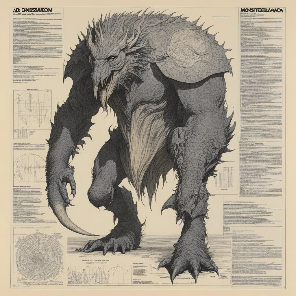 ConceptSheet: AD&D monster mezzodaemon, with statistics [by Moebius]