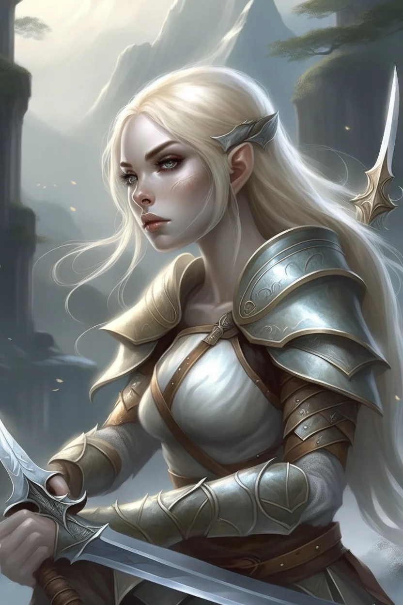 pretty woman, warrior, elf, blonde hair, fantasy, Skyrim, fighter, sword, elder scrolls, young