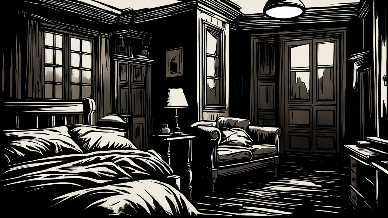Hogyan is érthetné a második emeleti lakó a földszinten élő nyomorúságát? high contrast, detailed, thriller, deep dark colors, gloomy, cinematic