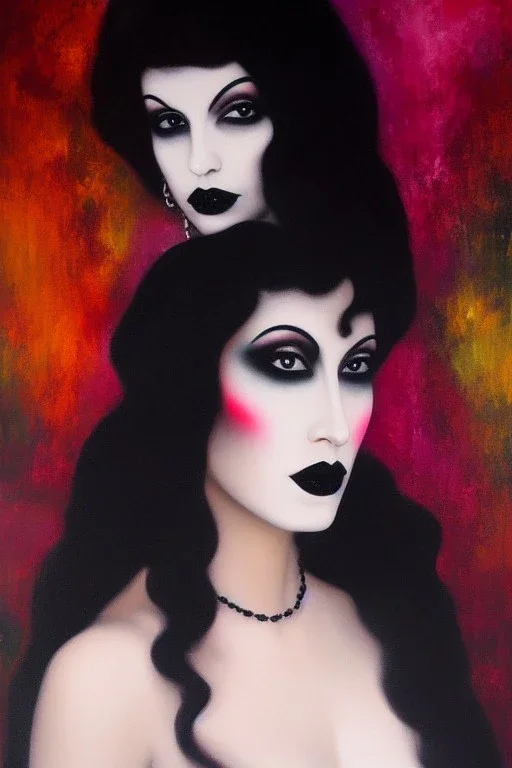 Full body portrait, painting, medium shot lady RomanticGoth