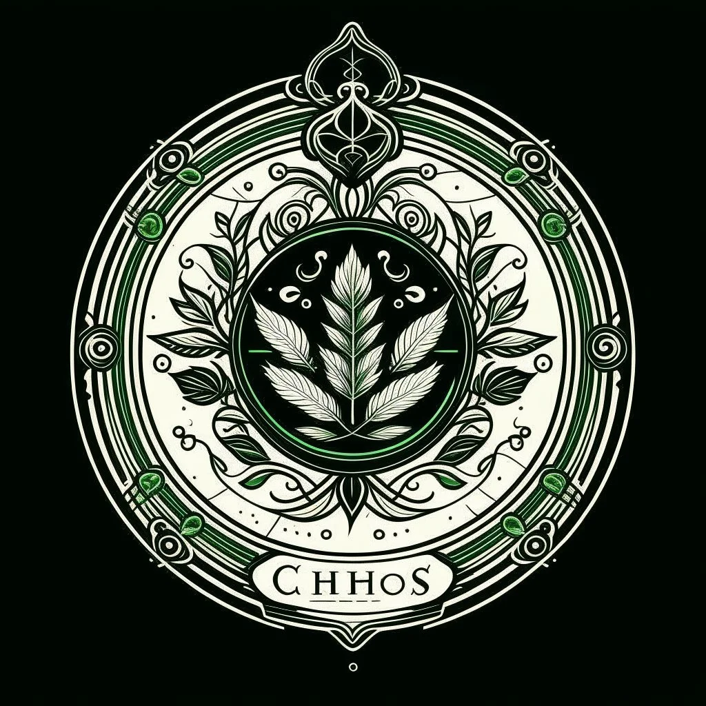 mystical simple one color Logo: chronos, herbs