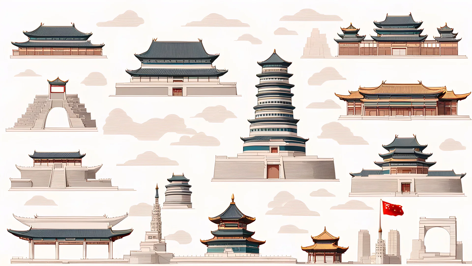 A realistic picture of the most important landmarks in China