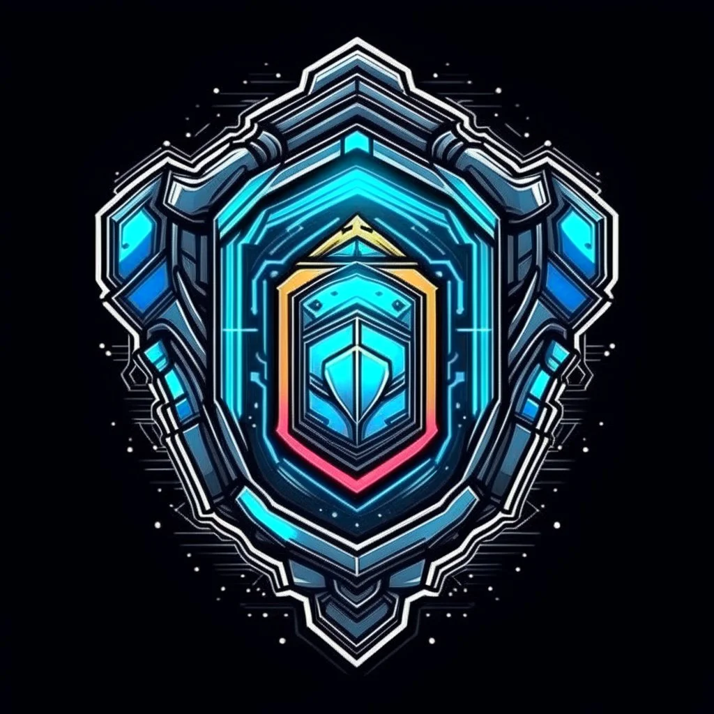 cyberpunk retro futuristic police badge for comics