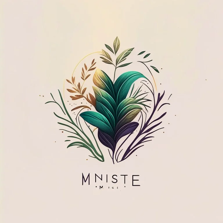 mystical simple one color Logo: botanical style