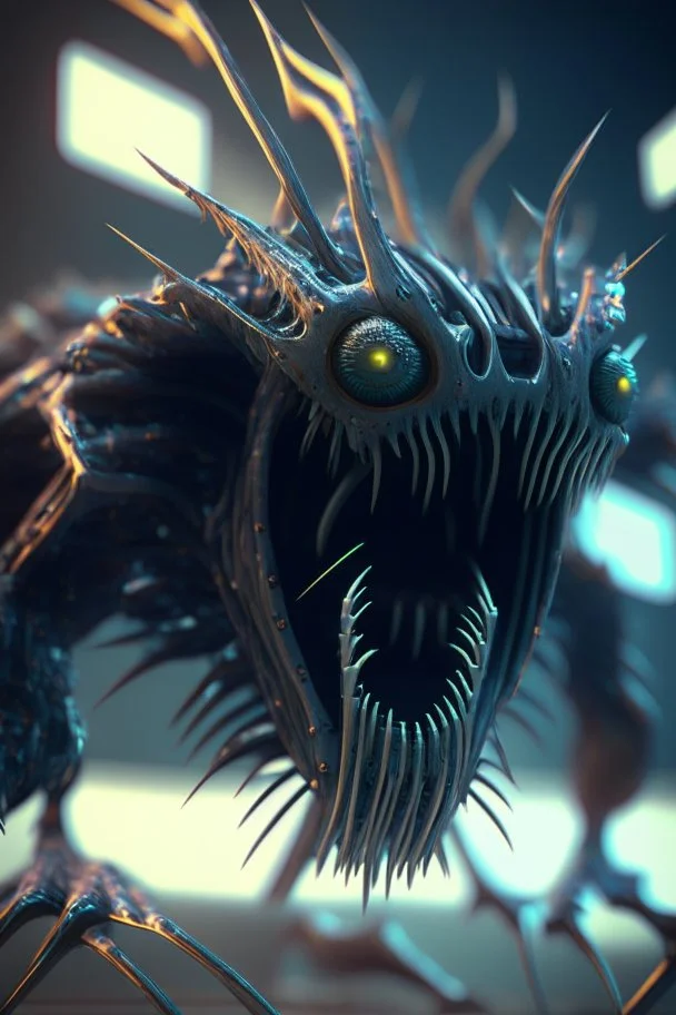 Supercomputer creature ,cinema 4d, octane render, high detail