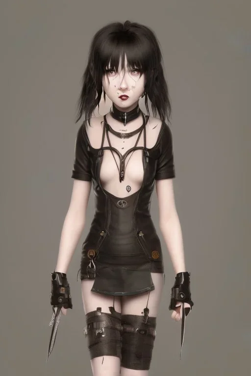 knife hell end solitary cute darkness sad body steampunk girl