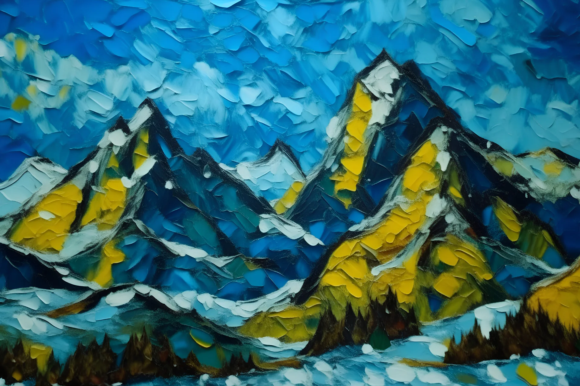 snowy mountains, van gogh style