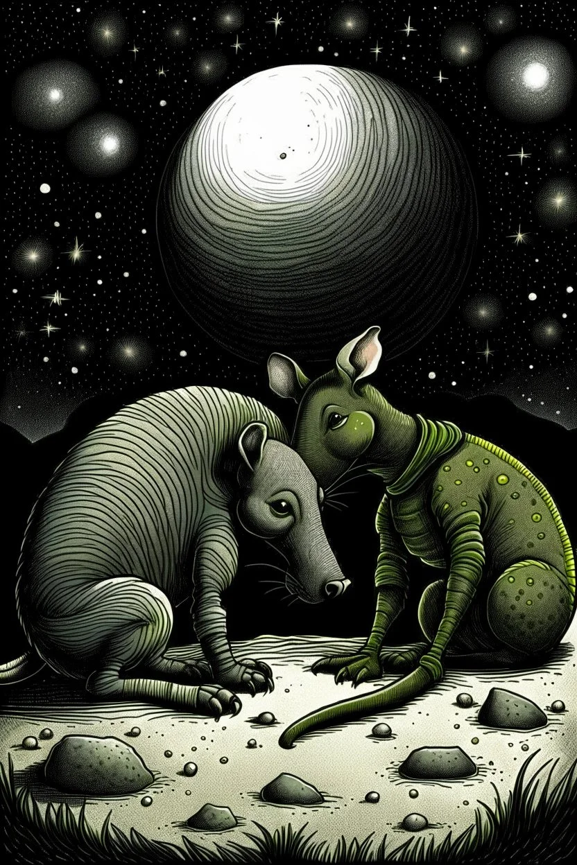 Prompt: real Aardvarks sit comfortably on the dark side of the moon