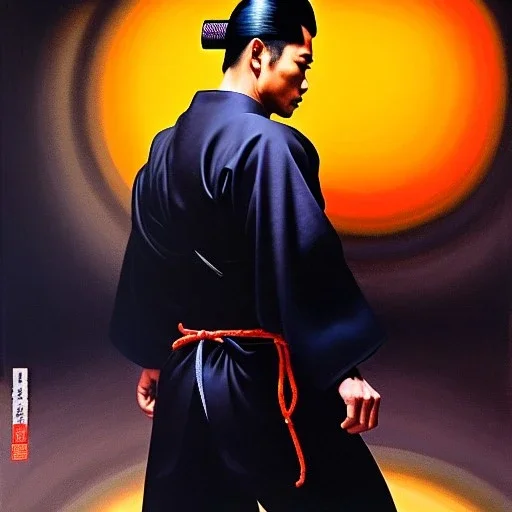 Portrait of 'Hatori Hanzo',ninja suit,huriken,painting by Earl Norem,Caravaggio,simon Bisley,frazetta,Howard,西嘛哒, evan lee, Vallejo,kelly oil on canvas, cinematic composition, extreme detail,fit full body inside picture,8k