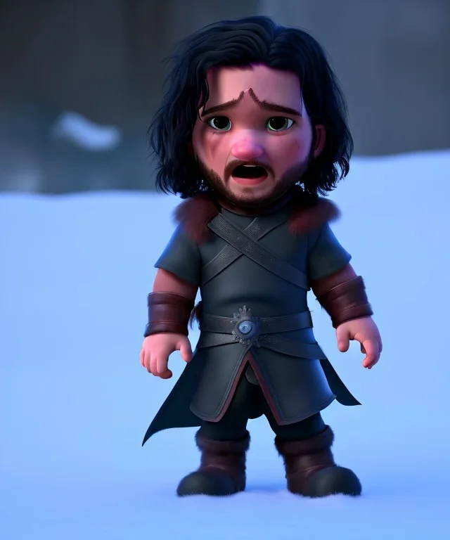 Jon snow toddler, full body, angry, dramatic lighting, hyper realistic