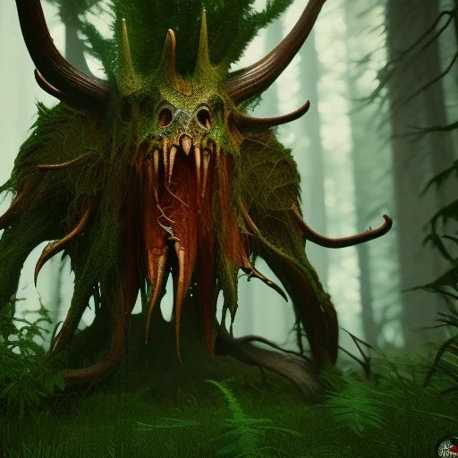 Horrific forest creature, unreal engine 5, 8k resolution, photorealistic, ultra detailed