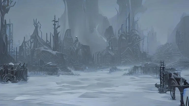 This area is a graveyard where creatures that have died from extreme cold. Each creature is encased in a thick coat of ice, preserving its remains.