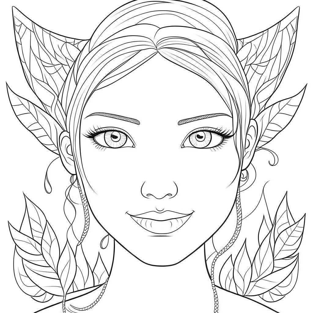 realistic human FAIRY, adult, face view, cute, smile, beautiful, full view, realistic, coloring page, only draw lines, coloring book, clean line art, wildlife-inspired, kid style, –no sketch, color, –ar 3:4, white background, minimalistic black lines, 8k, minimal black color, low level black colors, coloring page, use pure black and white colors, avoid thick black colors, thin black line art, avoid colors, perfect shape, perfect clear lines, clear edges,