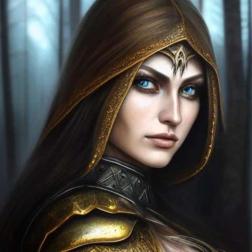 ultra detailed fullbody Portrait in oil on canvas of beautiful female DemonHunter with Skyrim Iron Armor ,extremely detailed digital painting, extremely detailed face,crystal clear Big eyes, mystical colors ,perfectly centered image, perfect composition,rim light, beautiful lighting,8k, stunning scene,extremely sharp detail,finely tuned detail, ultra high definition raytracing, in the style of Simon Bisley and Frank Frazetta and robert e howard and Hyun Suk Lee and Ken Kelley