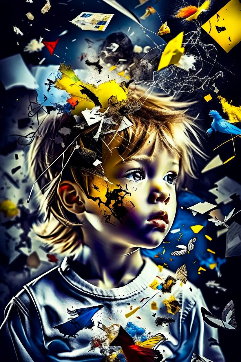 Abstract image of a 7year old child's innocence destroyed, dreams are list