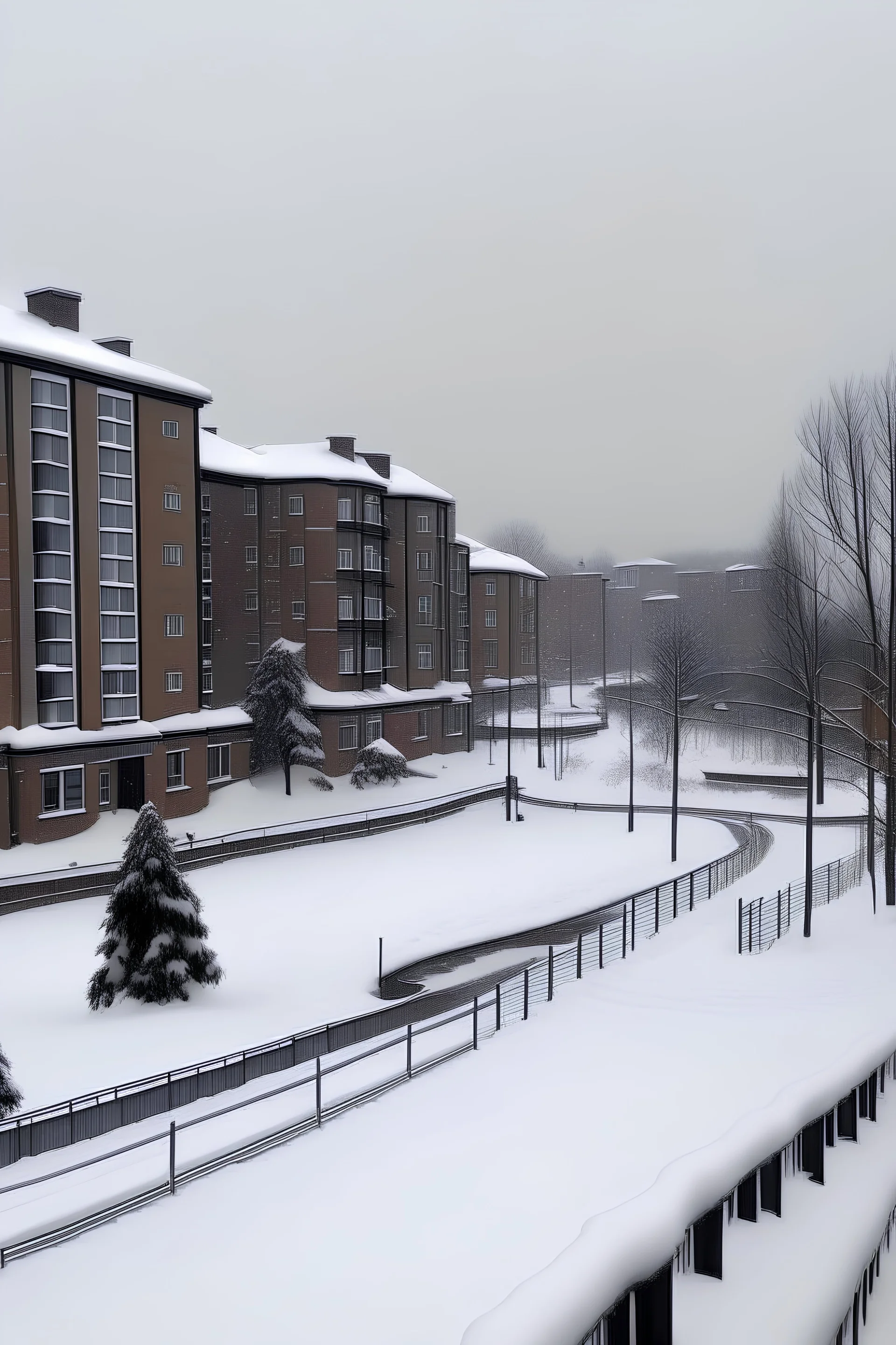 snow falling in slough