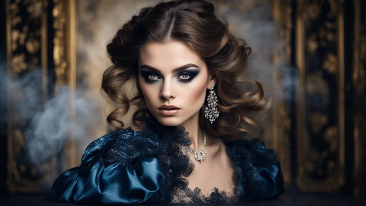 Fashion shoot, portrait, baroque, photo model, smoky eyes