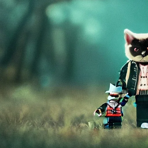  creepy photo of unusual children with lego cat