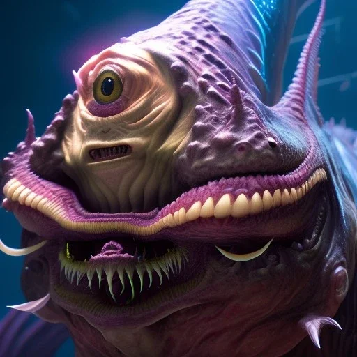 Fluid ink nightmare angler fish creature, unreal engine 5, 8k resolution, photorealistic, ultra detailed