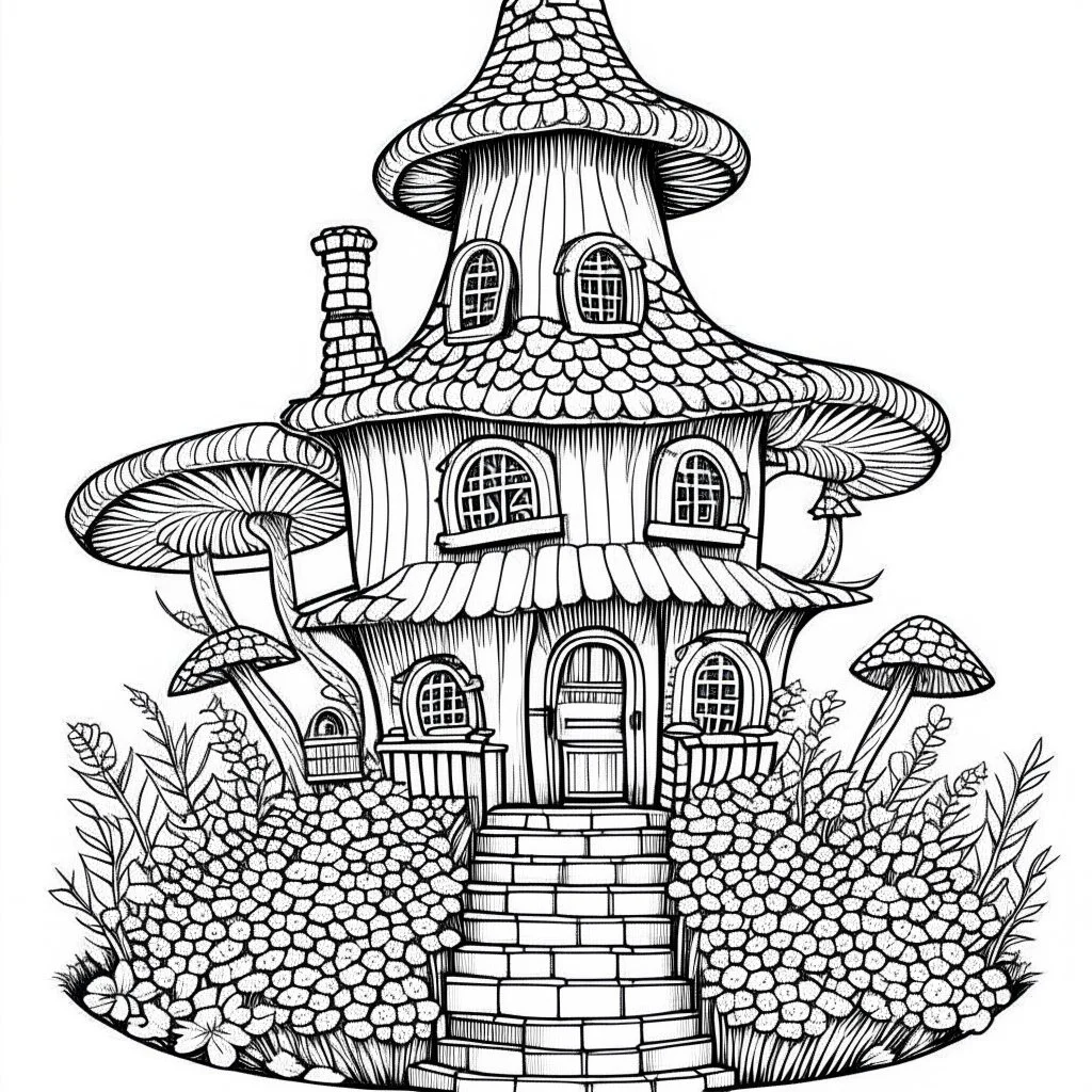 A fairy house Celestial Meadow Lodge, coloring page, exact shape, real image, minimal lines, white back ground color, real style, realistic, minimalistic, minimal black line art, line art, crisp line art, unique coloring sheet, outlined, outline, crisp, crisp line edges, illustration, thin lines, crisp clear lines, line art, clean line art, unique, 8k, no colors, no dark color, no black color, avoid thick black, minimalistic line edges, white back ground,