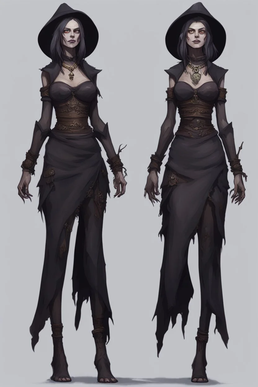 witch necromancer female dress turnaround