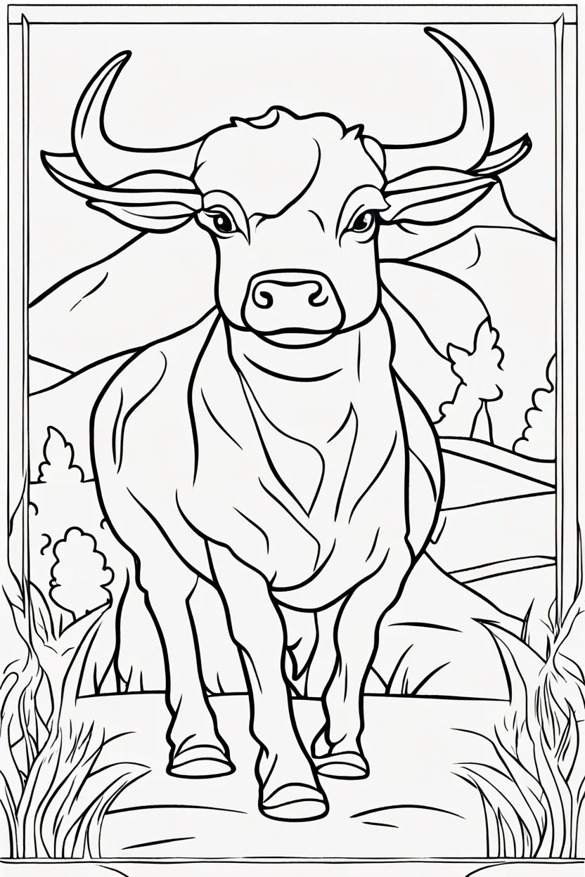 coloring page for kids, OX, thick outline, low details, no shading, no color