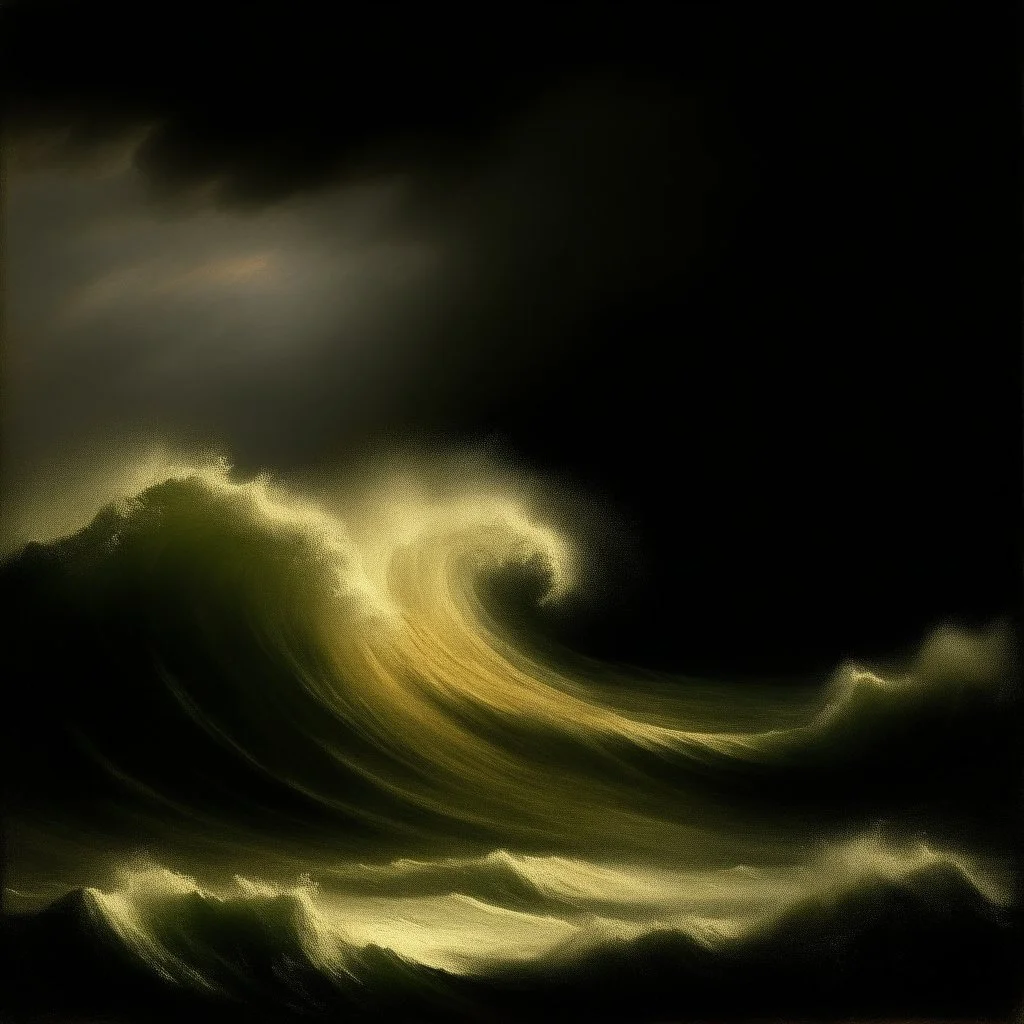 an oil painting of a wave made by rembrant