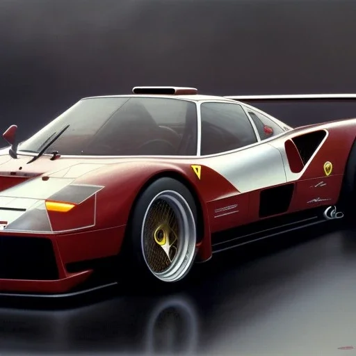 hyperrealism Drawing of 'Ferrari Enzo' three quarter frontal aerial view, by gaston bussiere, greg rutkowski, yoji shinkawa, yoshitaka amano, tsutomu nihei, donato giancola, tim hildebrandt,oil on canvas, cinematic composition,Sharp detail,extreme detail,fit full head inside picture,16k