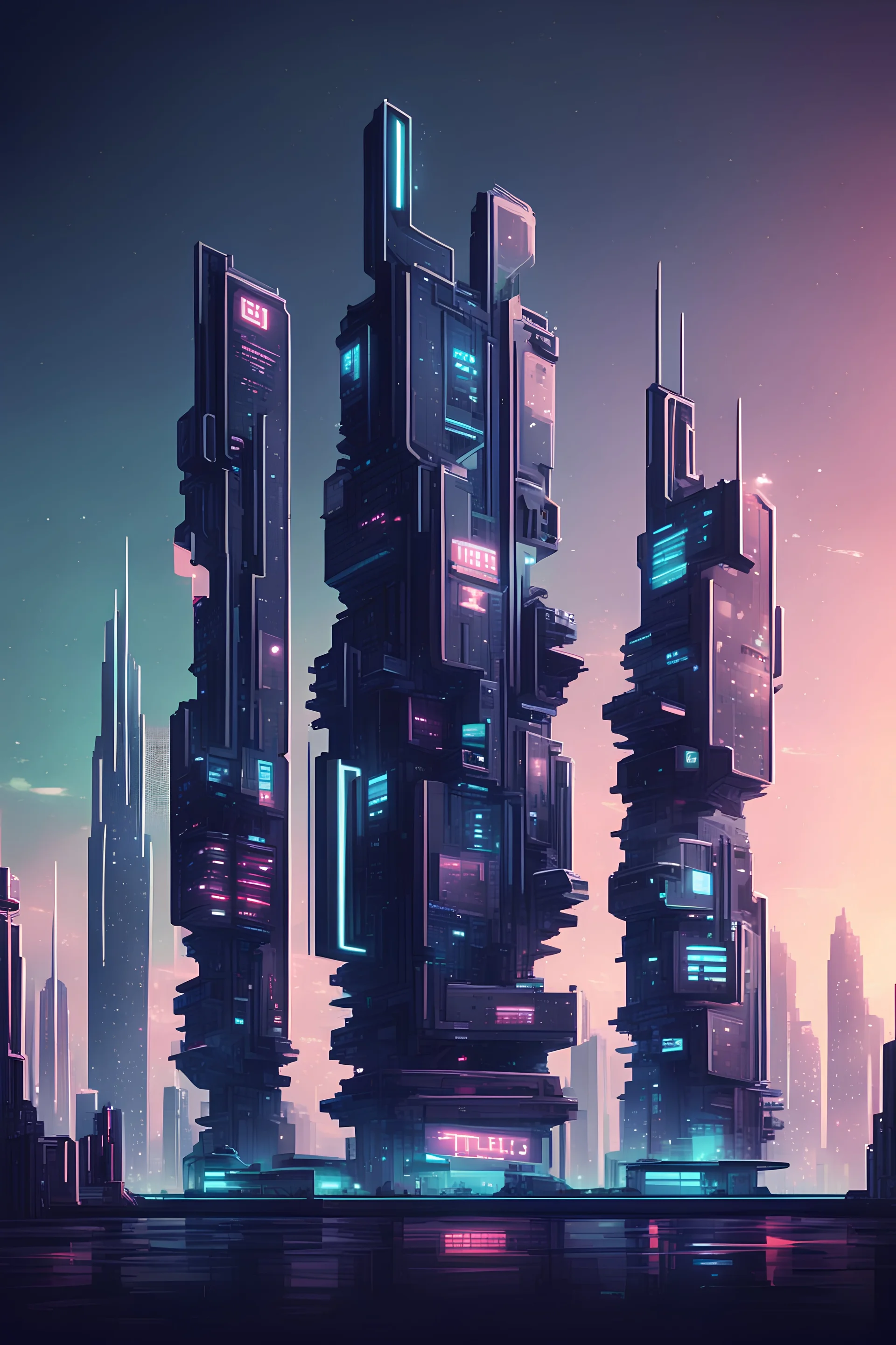 2D futuristic sign name for a cyber city, pixel art