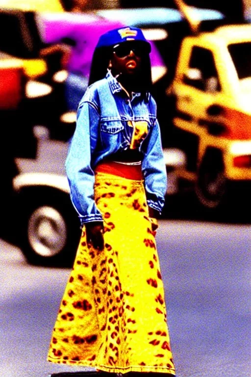 year 1996 denim fashion. Loose skirt, low waist. Colors: denim blue, blue, purple, cream, khaki, light green, lilac, plum, orange, terracotta, red, light yellow, lion yellow, pink, dark blue, beige. Cheetah pattern. Gwen Stephani, Missy Elliot, Shirley Manson.