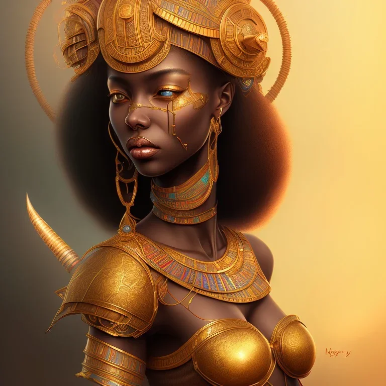 sango fantasy, fantasy magic, intricate, sharp focus, illustration, highly detailed, digital painting, concept art, matte, masterpiece head sexy African beauty black afro hair earth lady golden African huts Egyptian princess