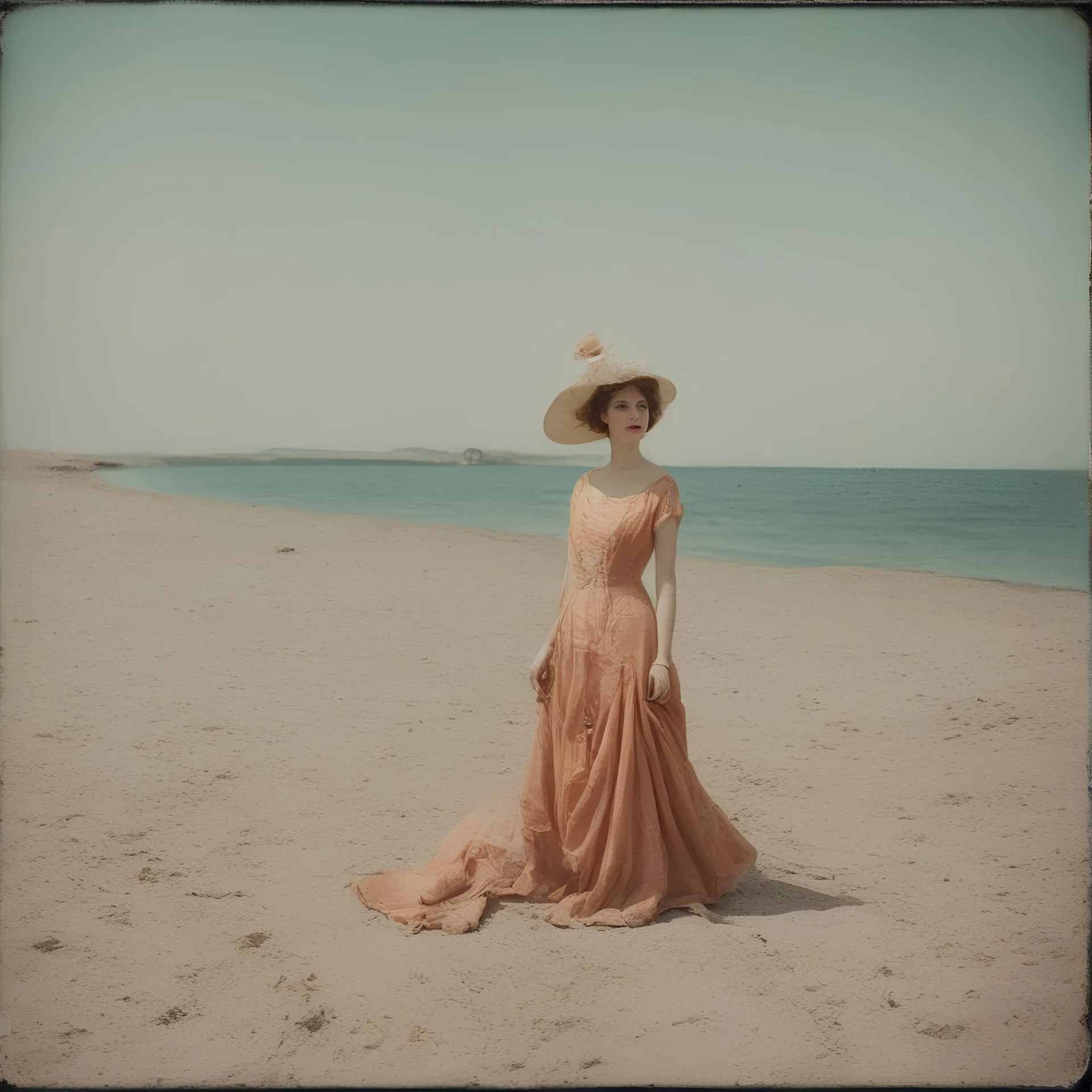 Sunny day, autochrome, countess la castiglione on the beach