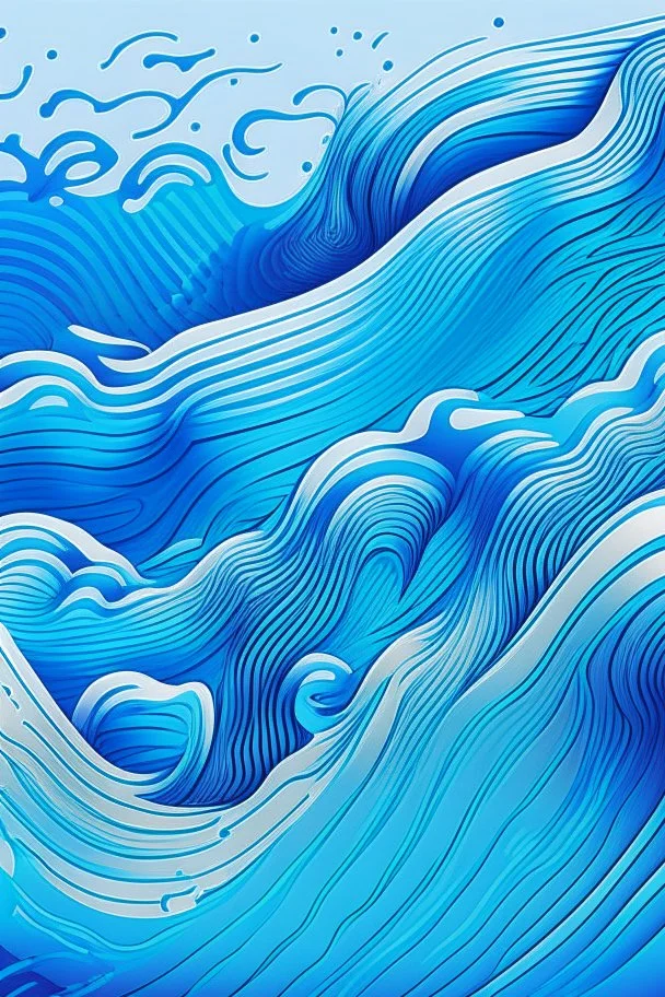 background of a waves, illustration,line art vibrant blue colours