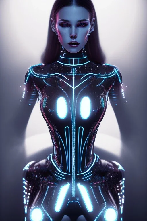 cyberpunk, black latex body, women, body portrai, big boobs, open mouth, highlight eyes perfect, skin, tron, cyborg , perfekt, real, dream, hr giger