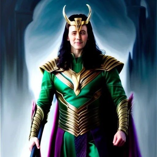 Ultra detailed fullbody Portrait in oil on canvas of Loki Villain with armor ,extremely detailed digital painting, extremely detailed face,crystal clear Big Glowing eyes, mystical colors ,perfectly centered image, perfect composition, rim light, beautiful lighting, 8k, stunning scene, raytracing, anatomically correct, in the style of robert e howard and Ken Kelley and Ohrai Noriyoshi and Simon Bisley and tomzj1