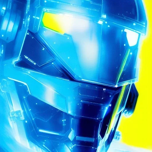 A portrait of a crystalised robot big good drawled hands, atmospheric, realistic, unreal engine cosmic galactic, cinematic lighting, octane render, yellow blue colors, transparent, cosmic ambiance, masterpiece, art by Yoji Shinkawa, composing fit inside