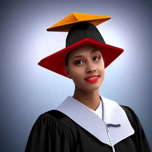 a beautiful young woman who just got congratulated from college wearing a graduation hat , dramatic, dramatic lighting, volumetric lighting, hyperrealism, 8k, high quality, photorealistic, lot of details