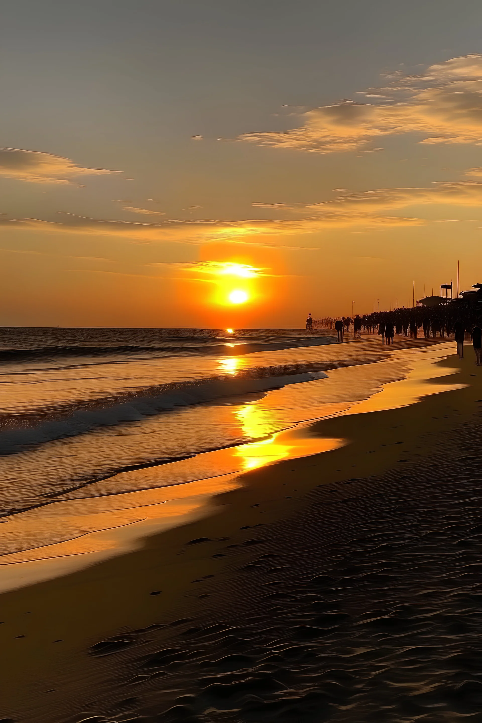 the beach in the sunset