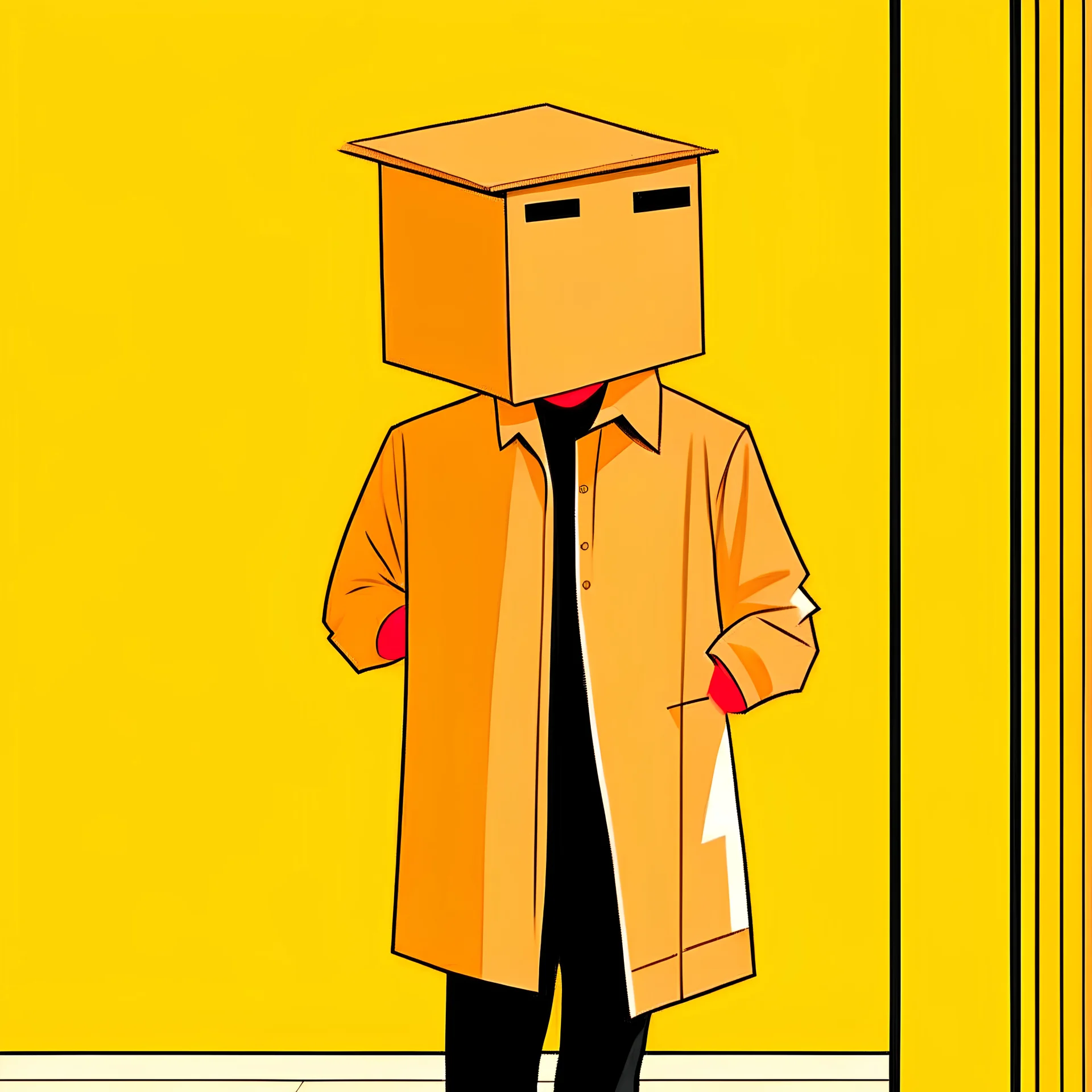 man with cardboard box on head anime style