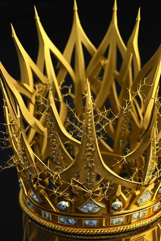 A simple gold crown of thorns, black background, cinematic lighting, 4k resolution, smooth details.