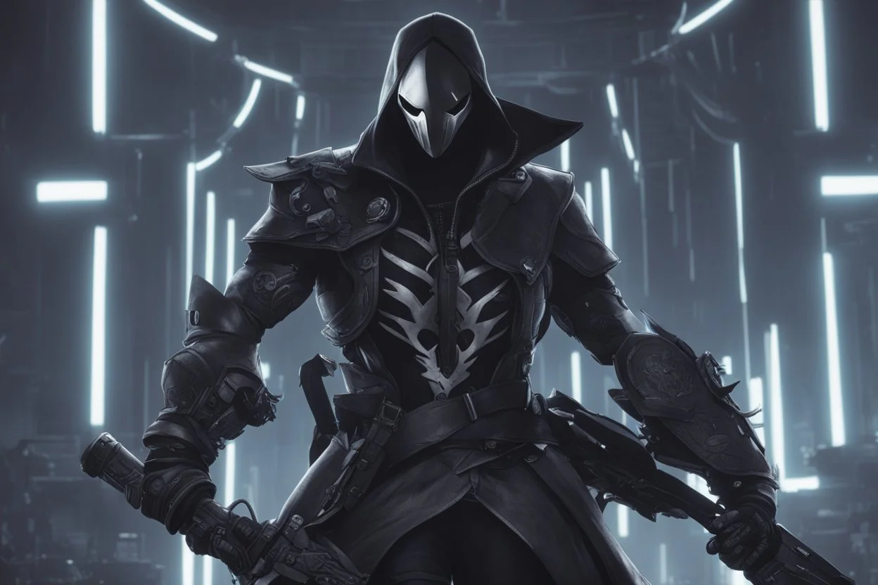 Reaper in 8k nier automata drawing style, venom them, cinematic mood, neon effect, close picture, bones, highly detailed, high details, detailed portrait, masterpiece,ultra detailed, ultra quality
