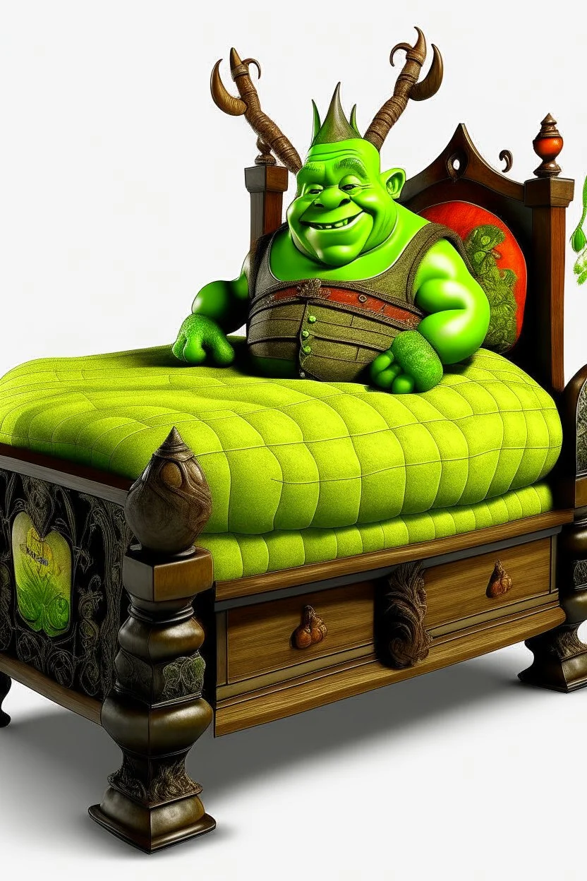 opulent shrek bed with no background