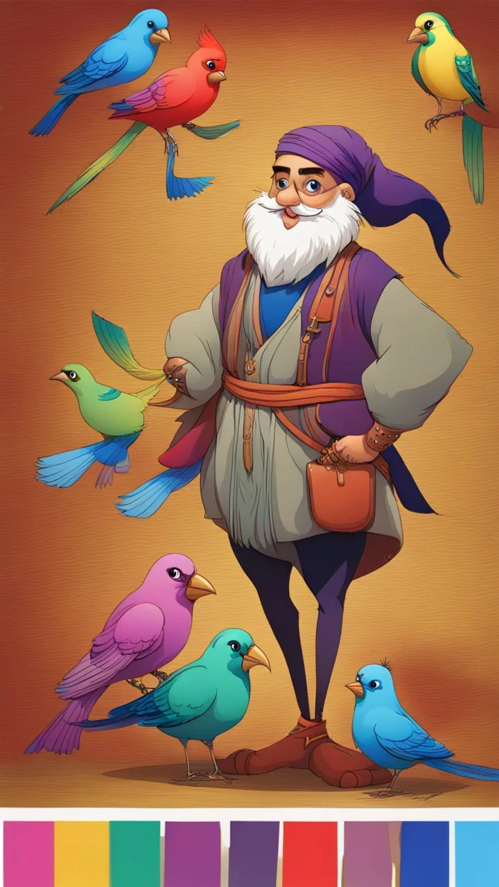 Sinbad and colourfull bird